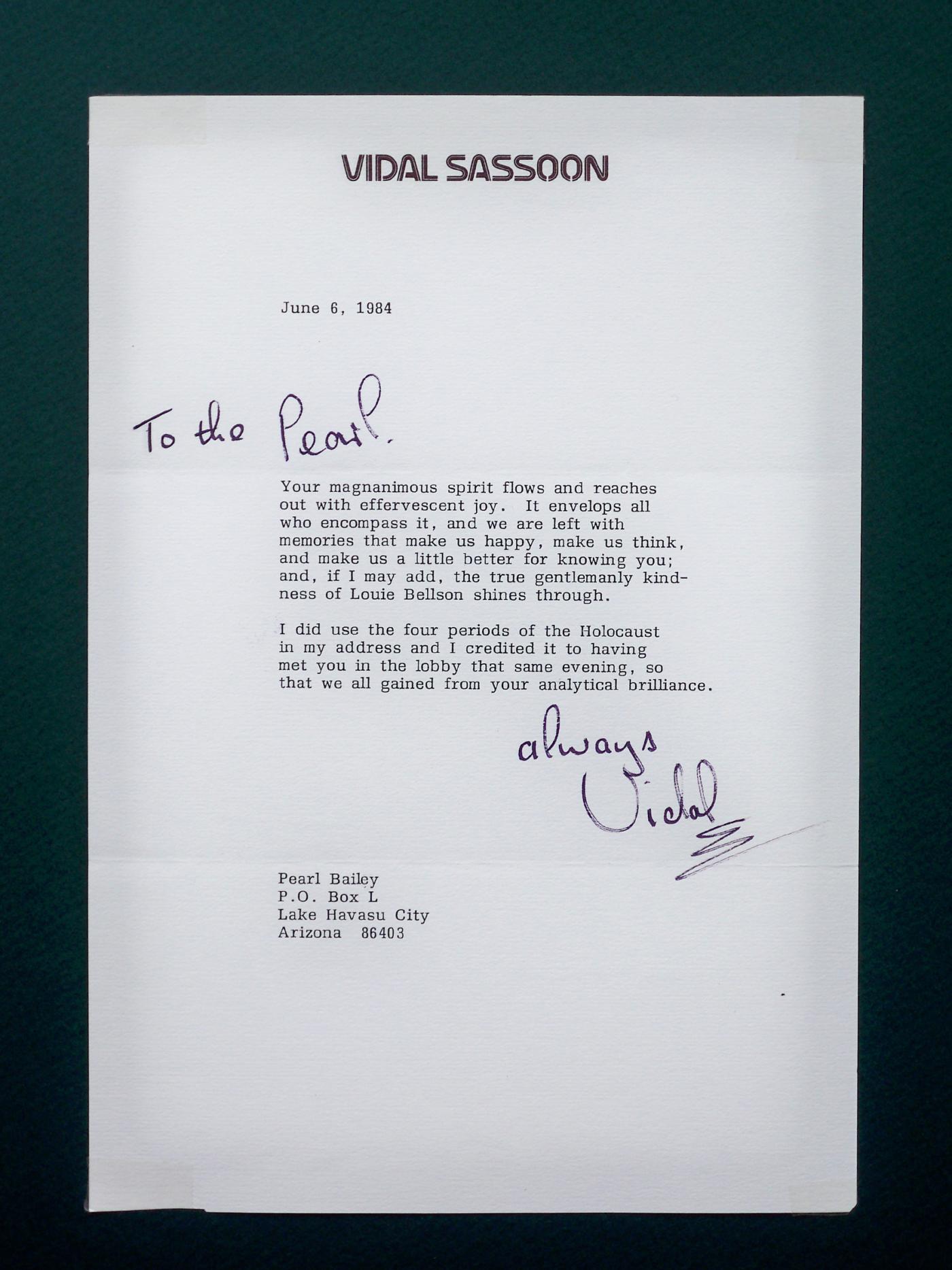 Historical Documents, Vidal Sassoon