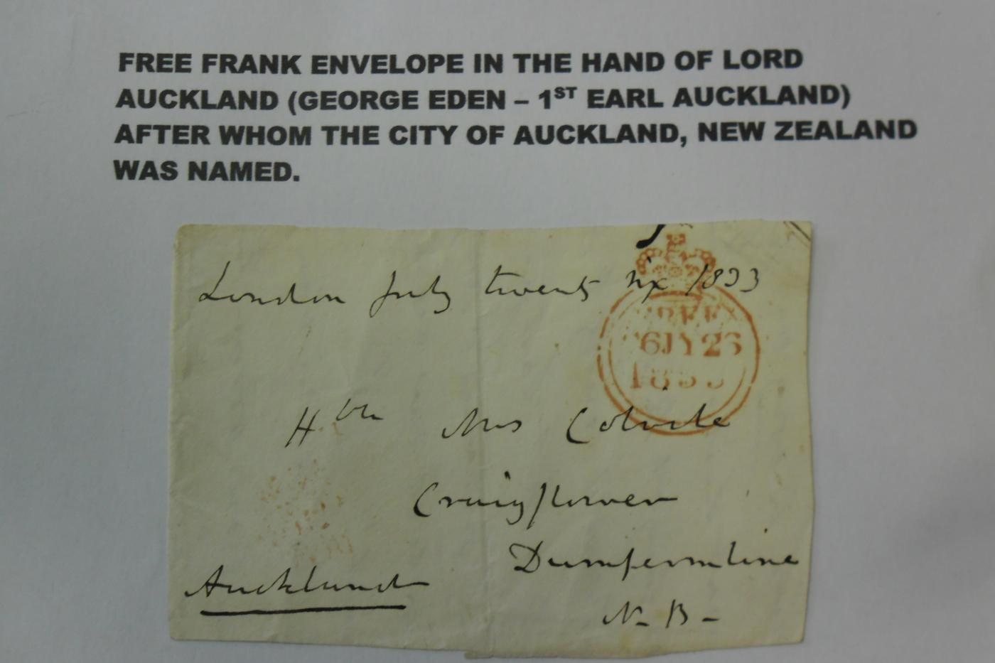 Lord Auckland, George Eden, Free frank envelope