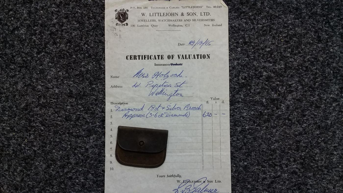 Valuation Certificate for Mrs Holyoake dated 1965.