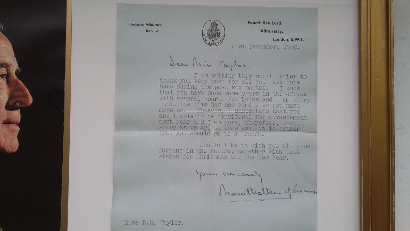 Signed letter from Lord Louis Mountbatten