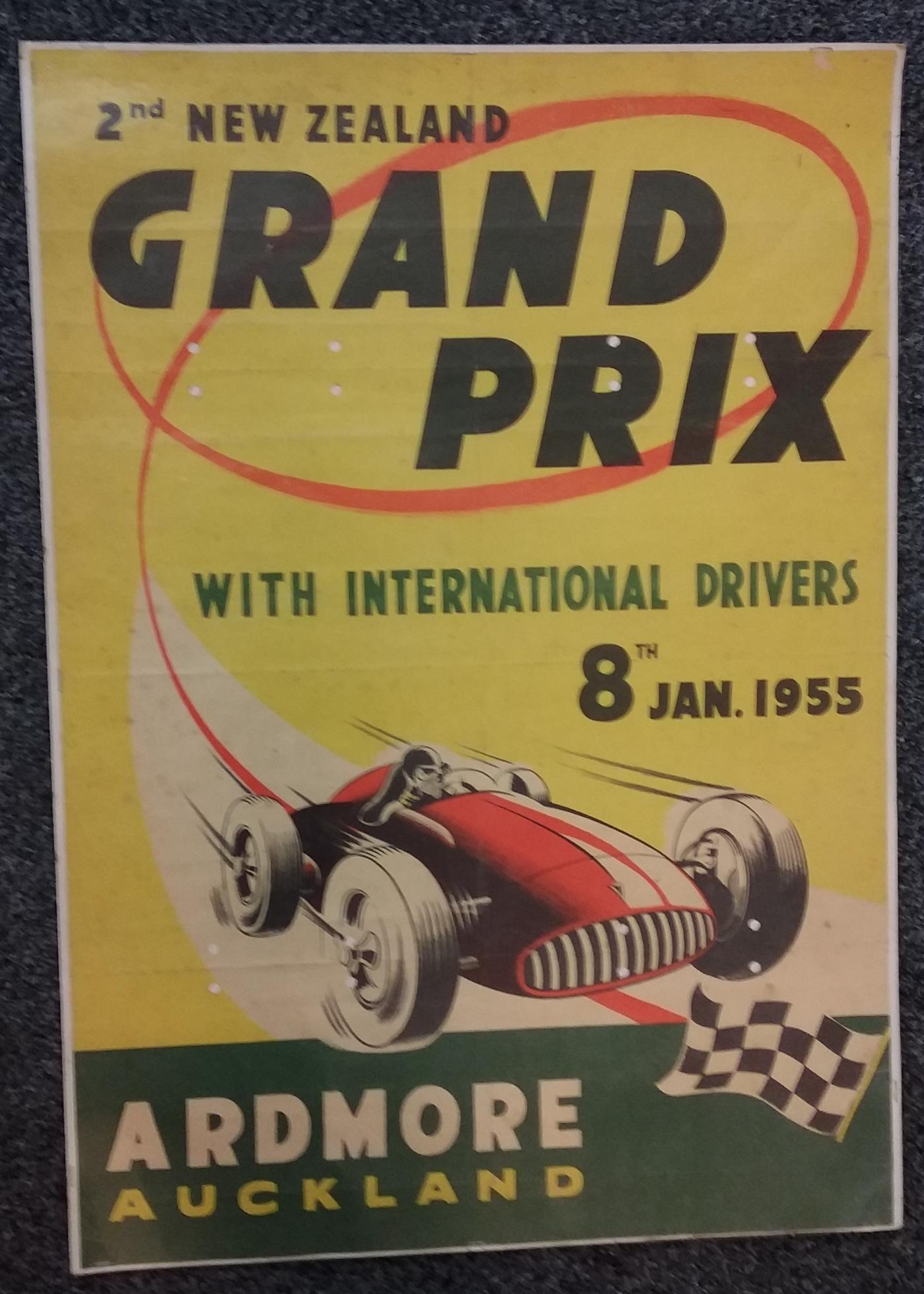 2nd New Zealand Grand Prix original poster for 8 January, 1955