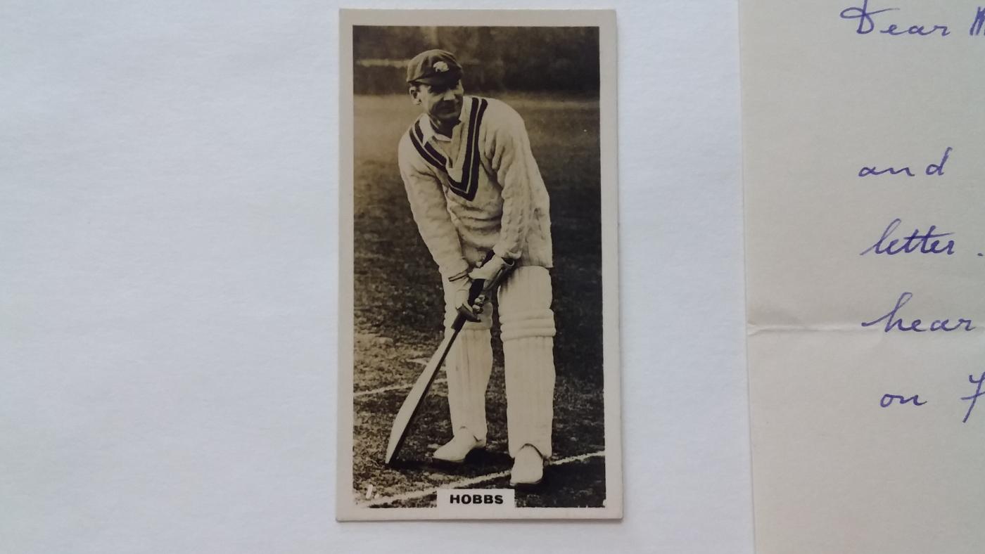 Cigarette card 'English Cricketers' Hobbs - no 1 of 25 W.D. & H.0. Wills