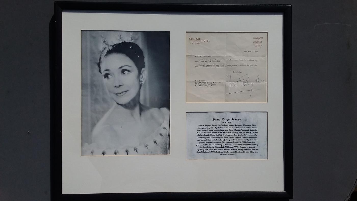 Dame Margot Fonteyn typed letter signed and framed