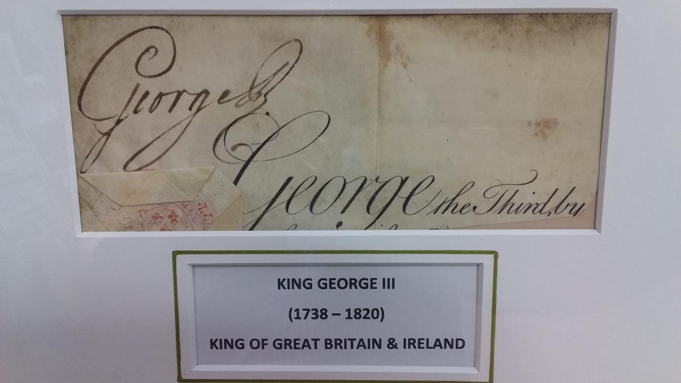 King George III signature on vellum