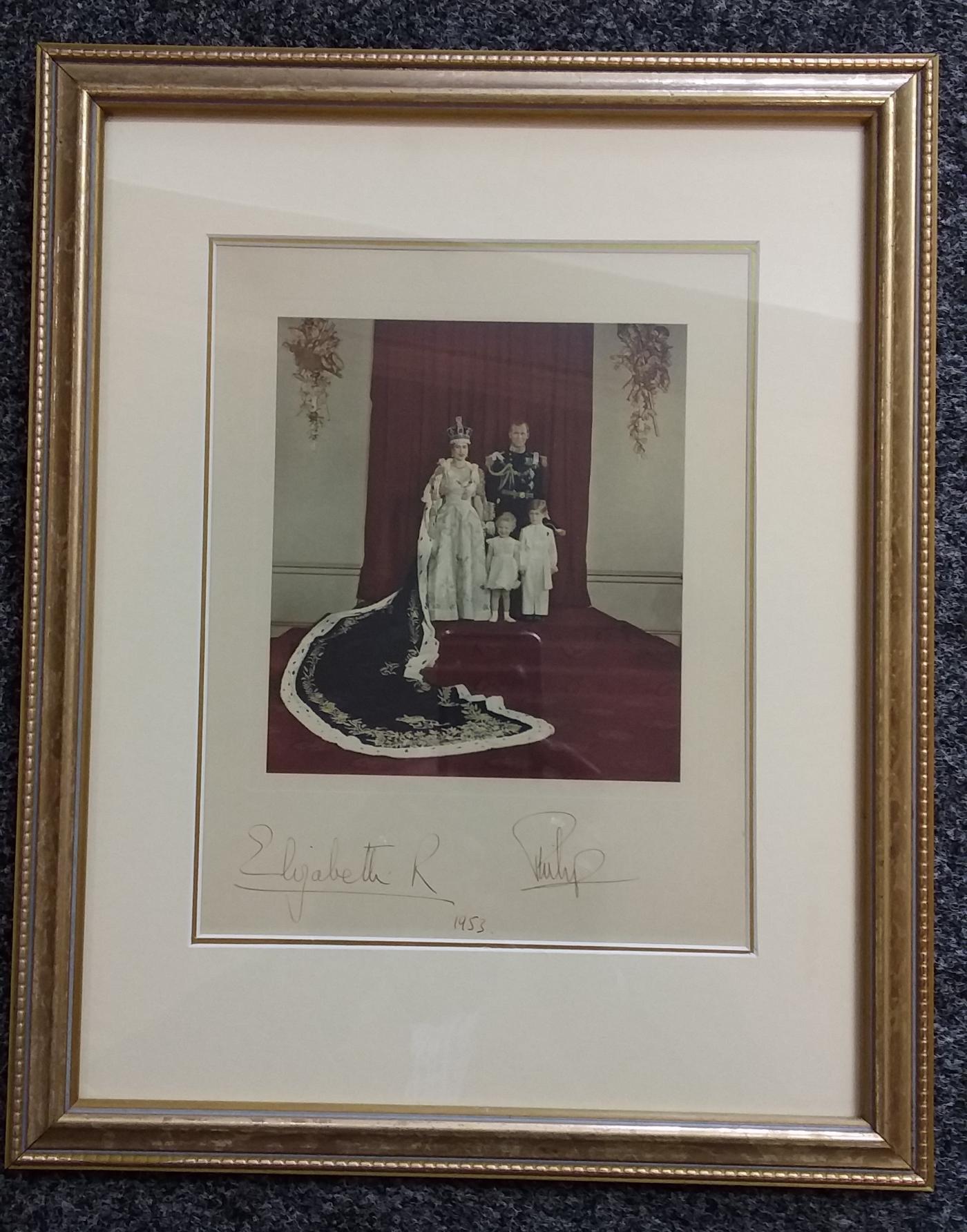 Signed Coronation portrait of Queen Elizabeth II & Prince Philip 1953