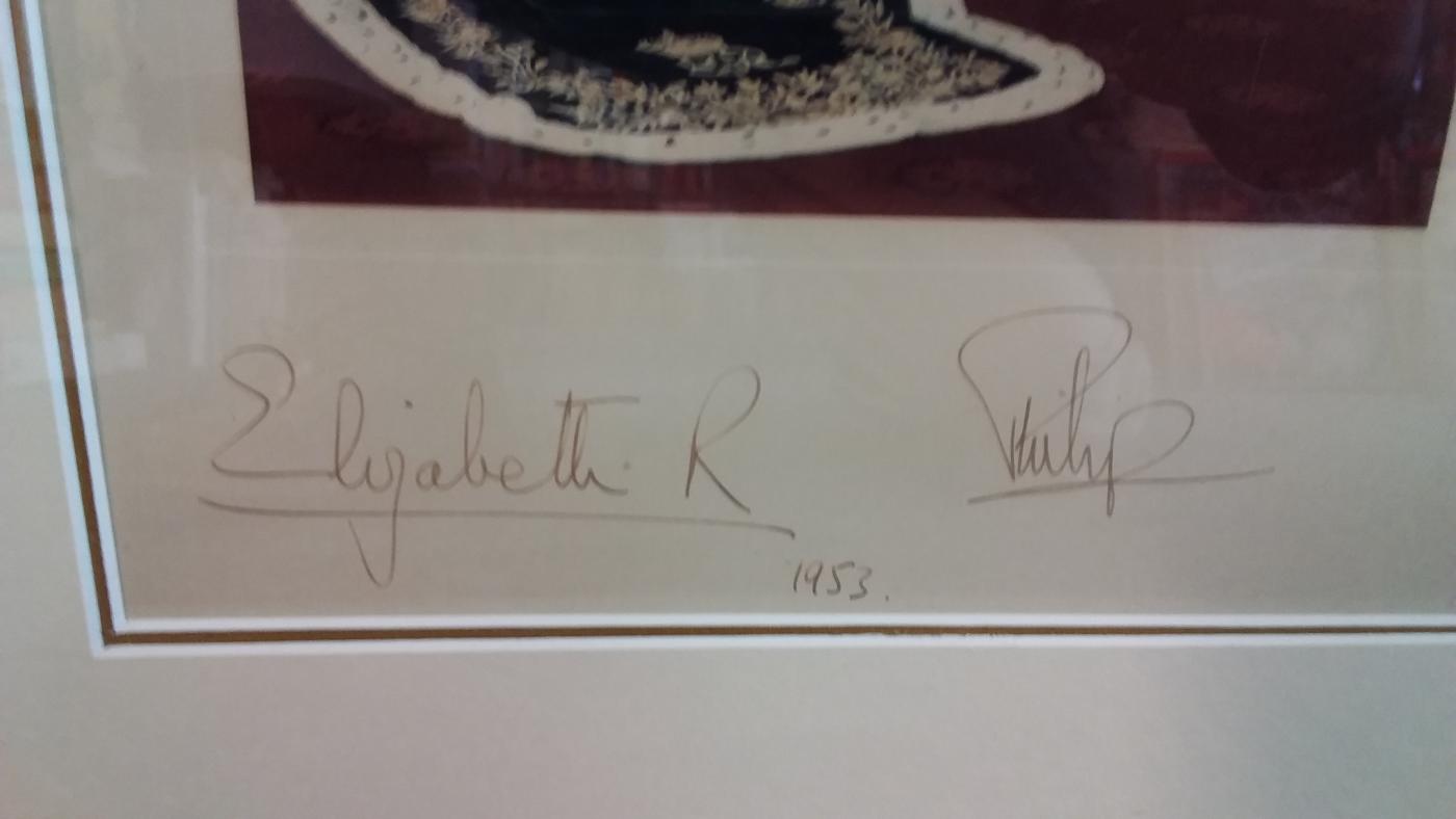 Coronation portrait signed by Queen Elizabeth II & Prince Philip 1953