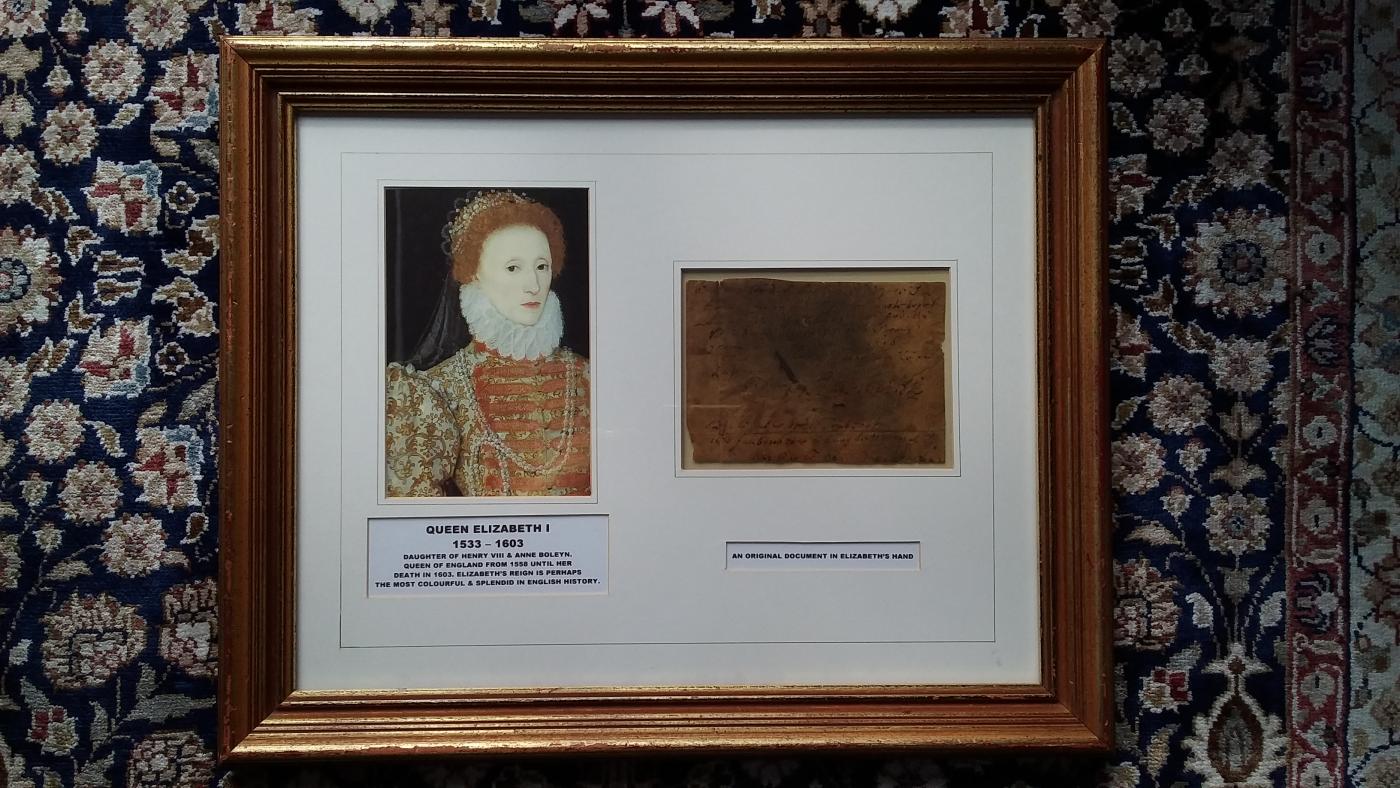 Queen Elizabeth I signed note