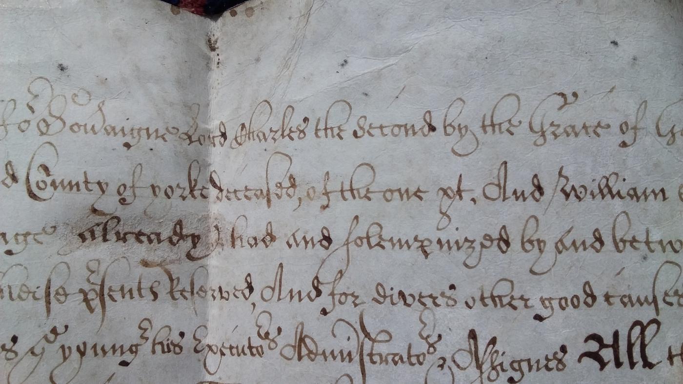 Legal document from reign of Charles II in 1661