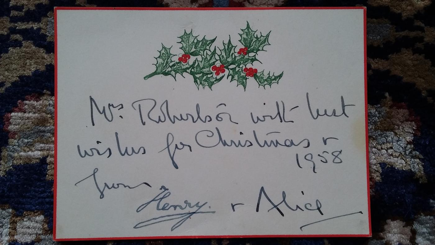 Signed card by Prince Henry Duke of Gloucester & Lady Alice