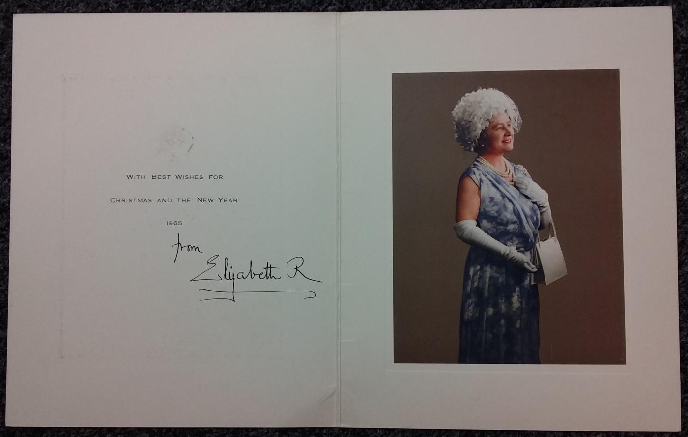 Authentically signed Xmas Card from the Queen Mother 1965